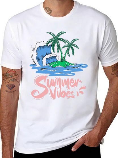Camiseta Negra Summer Vibes Diseño Tropical