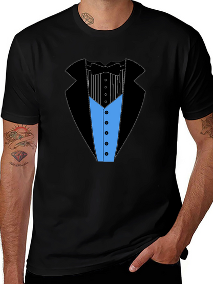 Camiseta Estampada Estilo Esmoquin Elegante