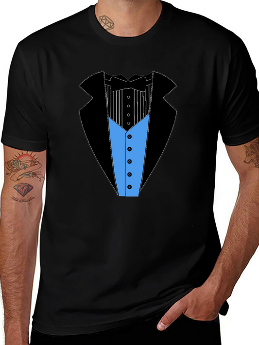 Camiseta Estampada Estilo Esmoquin Elegante