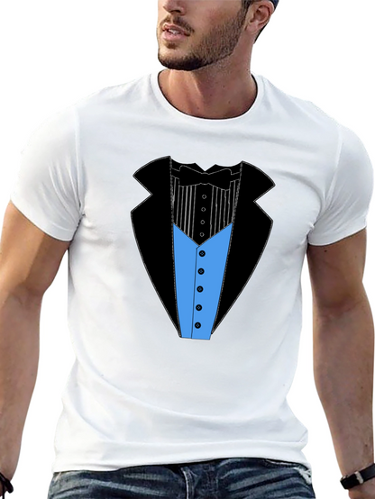 Camiseta Estampada Estilo Esmoquin Elegante
