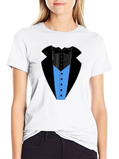 Camiseta Estampada Estilo Esmoquin Elegante
