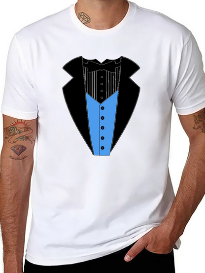 Camiseta Estampada Estilo Esmoquin Elegante