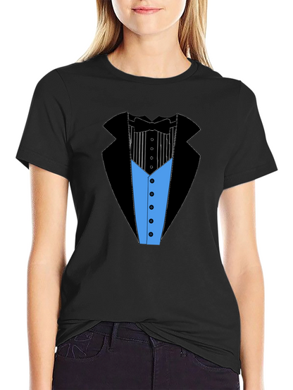 Camiseta Estampada Estilo Esmoquin Elegante