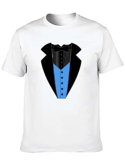 Camiseta Estampada Estilo Esmoquin Elegante