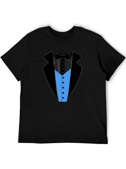 Camiseta Estampada Estilo Esmoquin Elegante