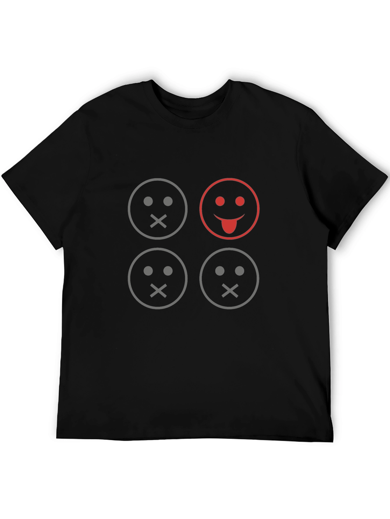 Camiseta Negra con Diseño de Emojis Silenciosos