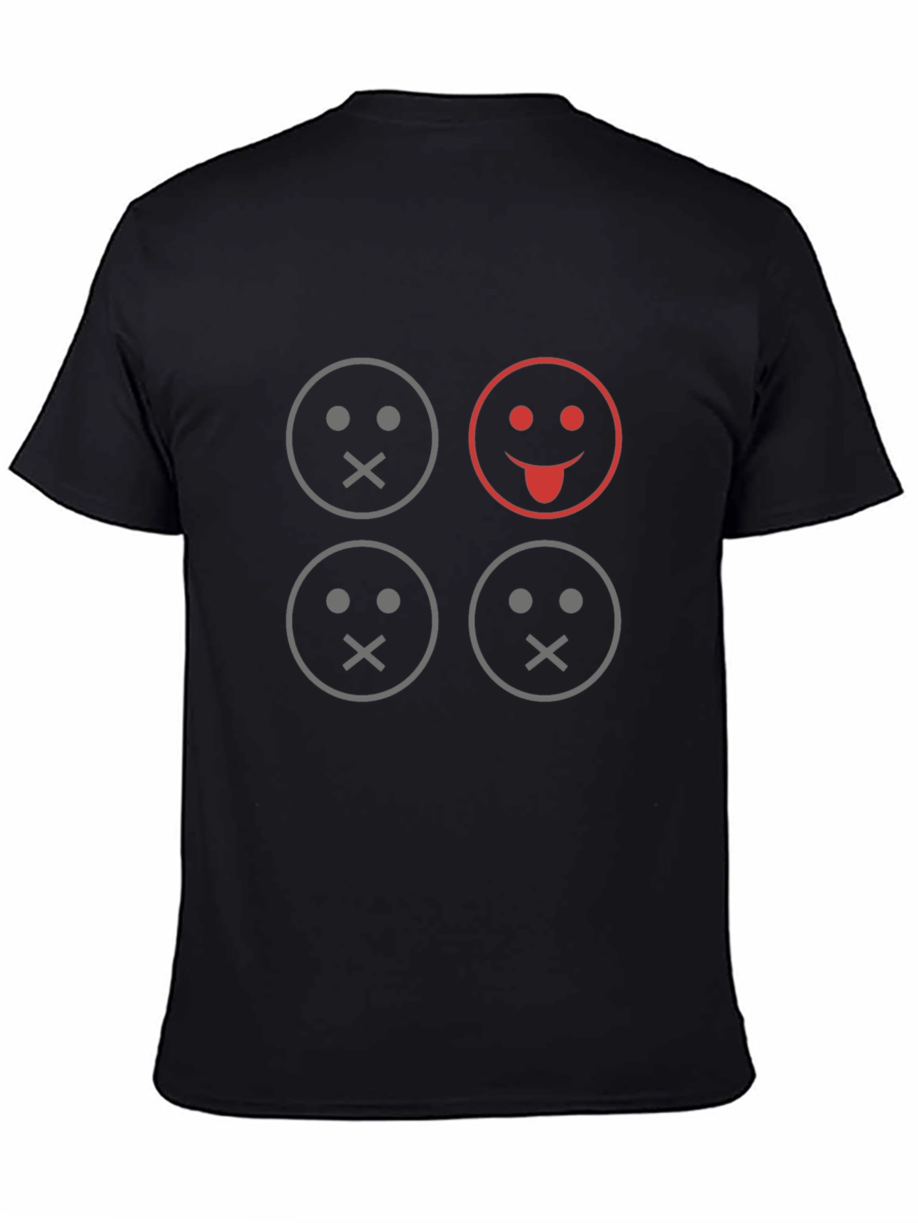 Camiseta Negra con Diseño de Emojis Silenciosos