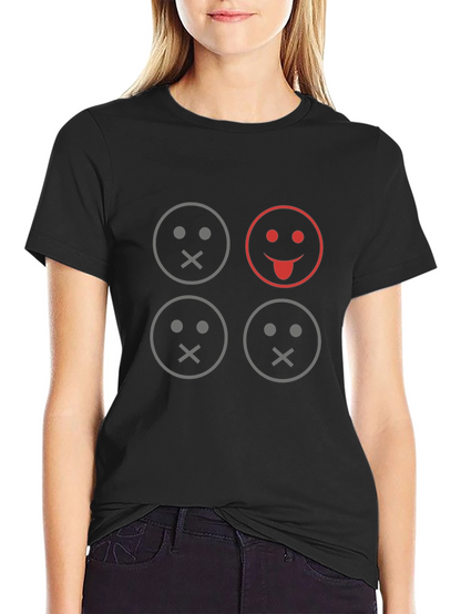 Camiseta Negra con Diseño de Emojis Silenciosos