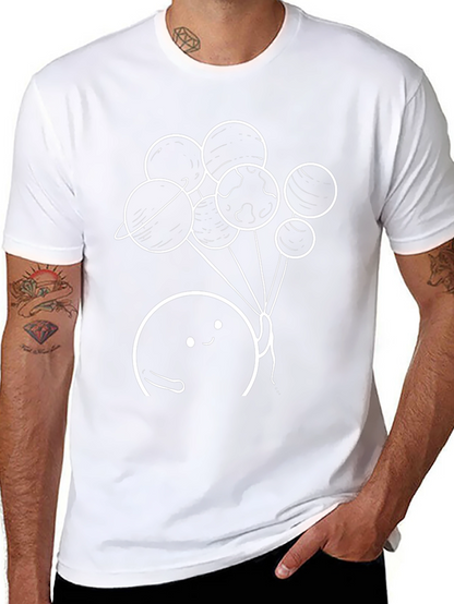 Camiseta Negra con Diseño de Planetas Animados