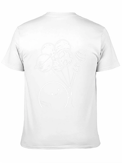 Camiseta Negra con Diseño de Planetas Animados