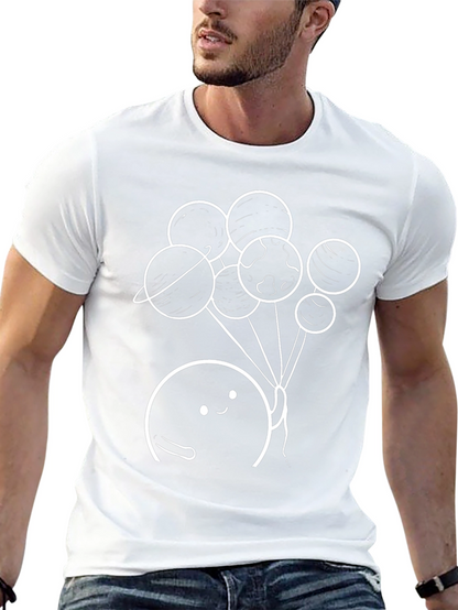 Camiseta Negra con Diseño de Planetas Animados