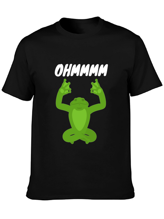 Camiseta Negra Yoga Rana Ohm Meditación Divertida