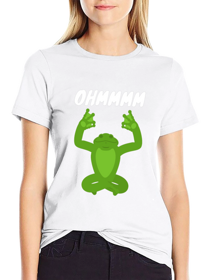 Camiseta Negra Yoga Rana Ohm Meditación Divertida