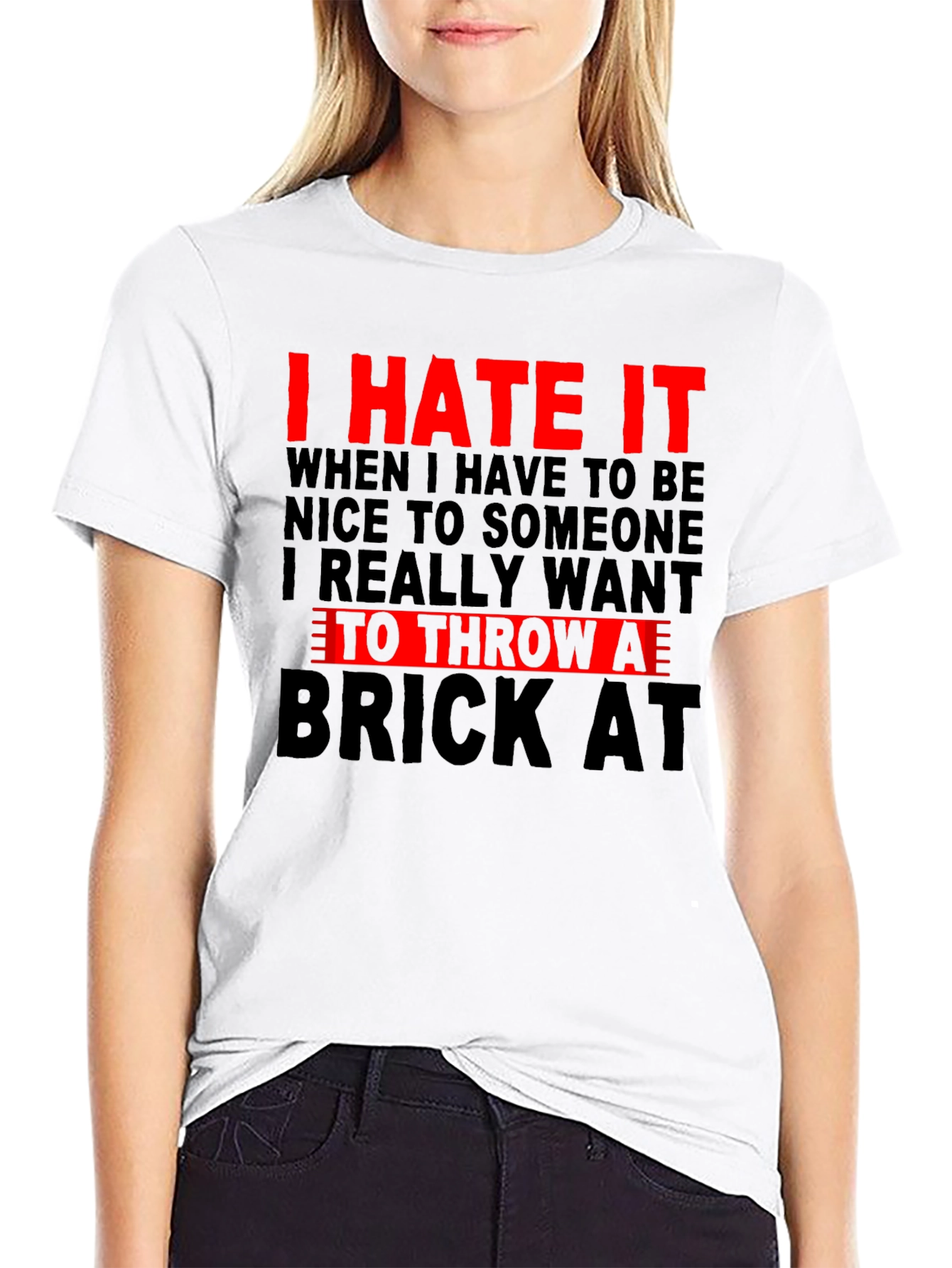 Camiseta Negra con Estampado I HATE IT