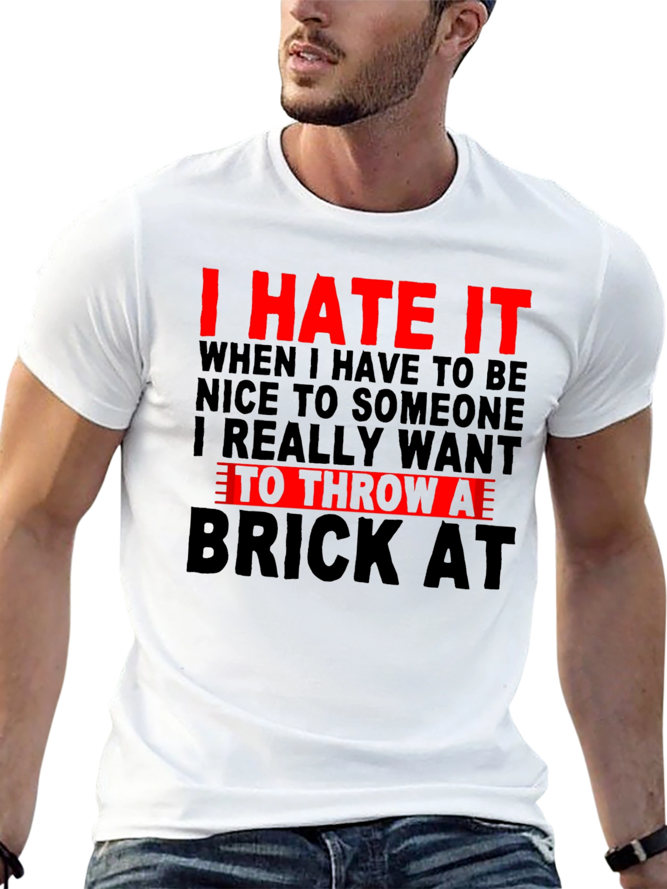 Camiseta Negra con Estampado I HATE IT