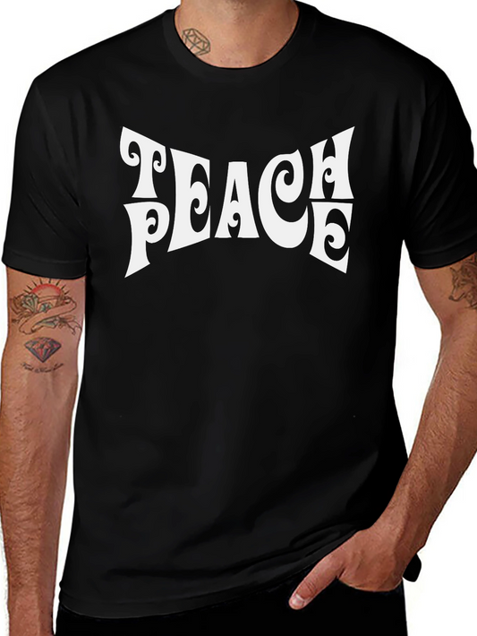 Camiseta Negra Retro con Estampado Teach Peace