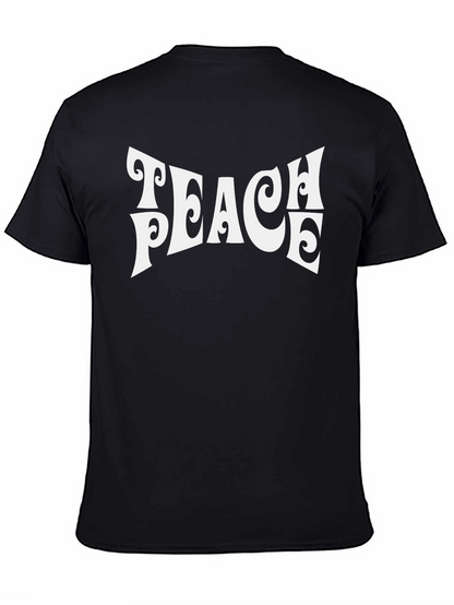 Camiseta Negra Retro con Estampado Teach Peace