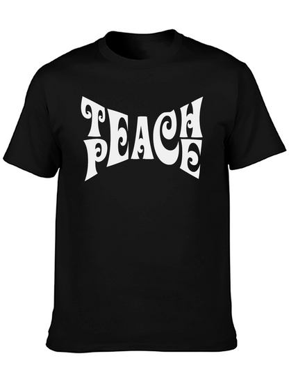 Camiseta Negra Retro con Estampado Teach Peace