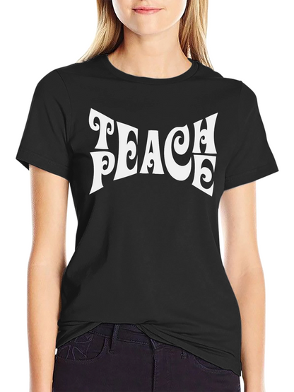 Camiseta Negra Retro con Estampado Teach Peace