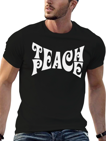 Camiseta Negra Retro con Estampado Teach Peace