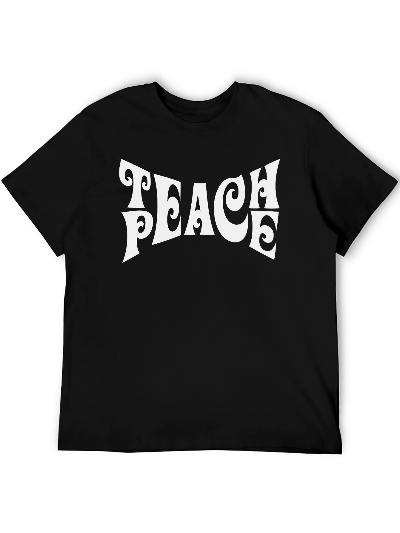 Camiseta Negra Retro con Estampado Teach Peace