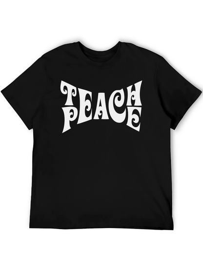 Camiseta Negra Retro con Estampado Teach Peace