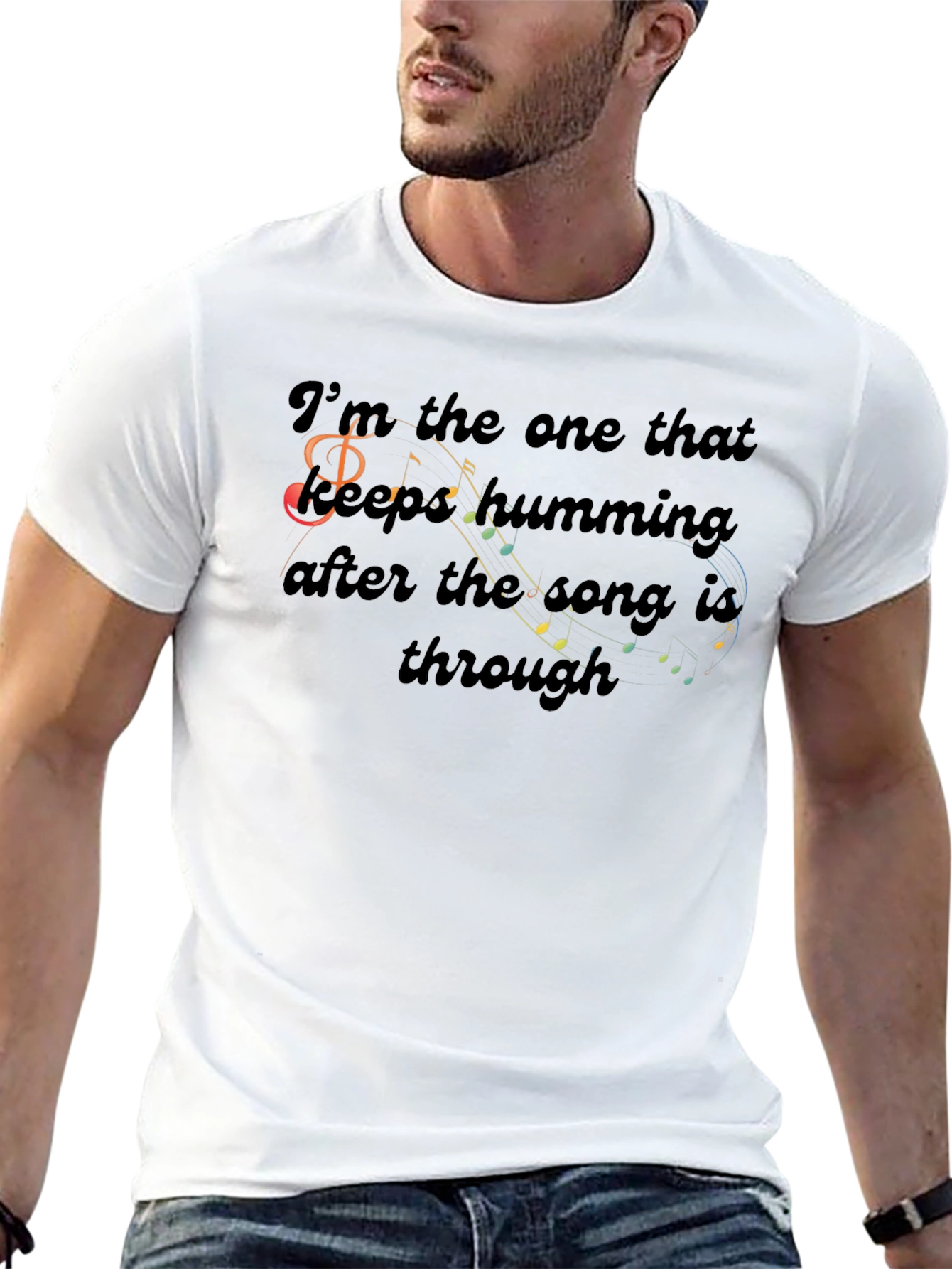 Camiseta Negra con Diseño Musical