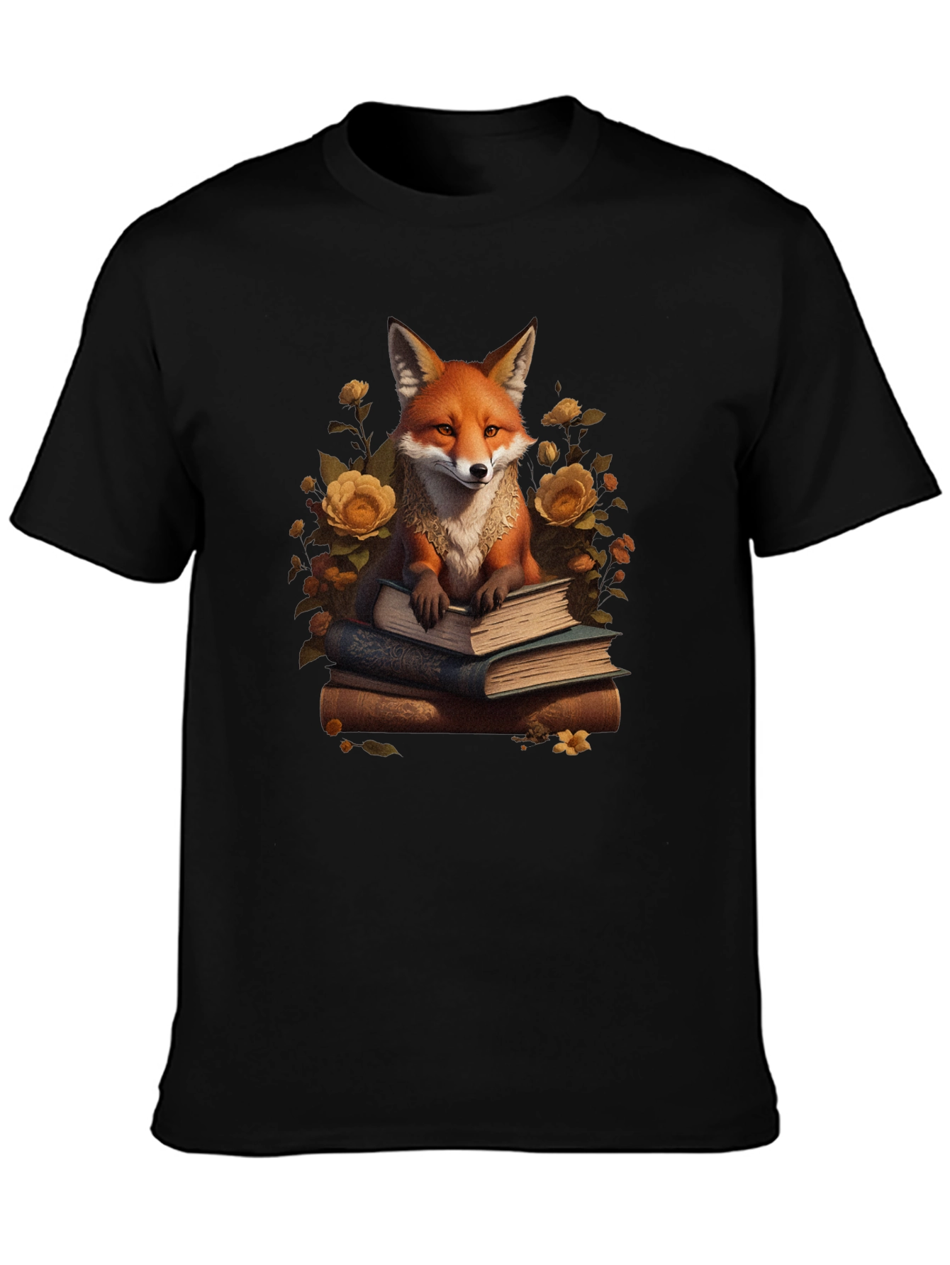 Camiseta Negra con Zorro Lector