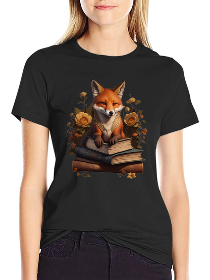Camiseta Negra con Zorro Lector