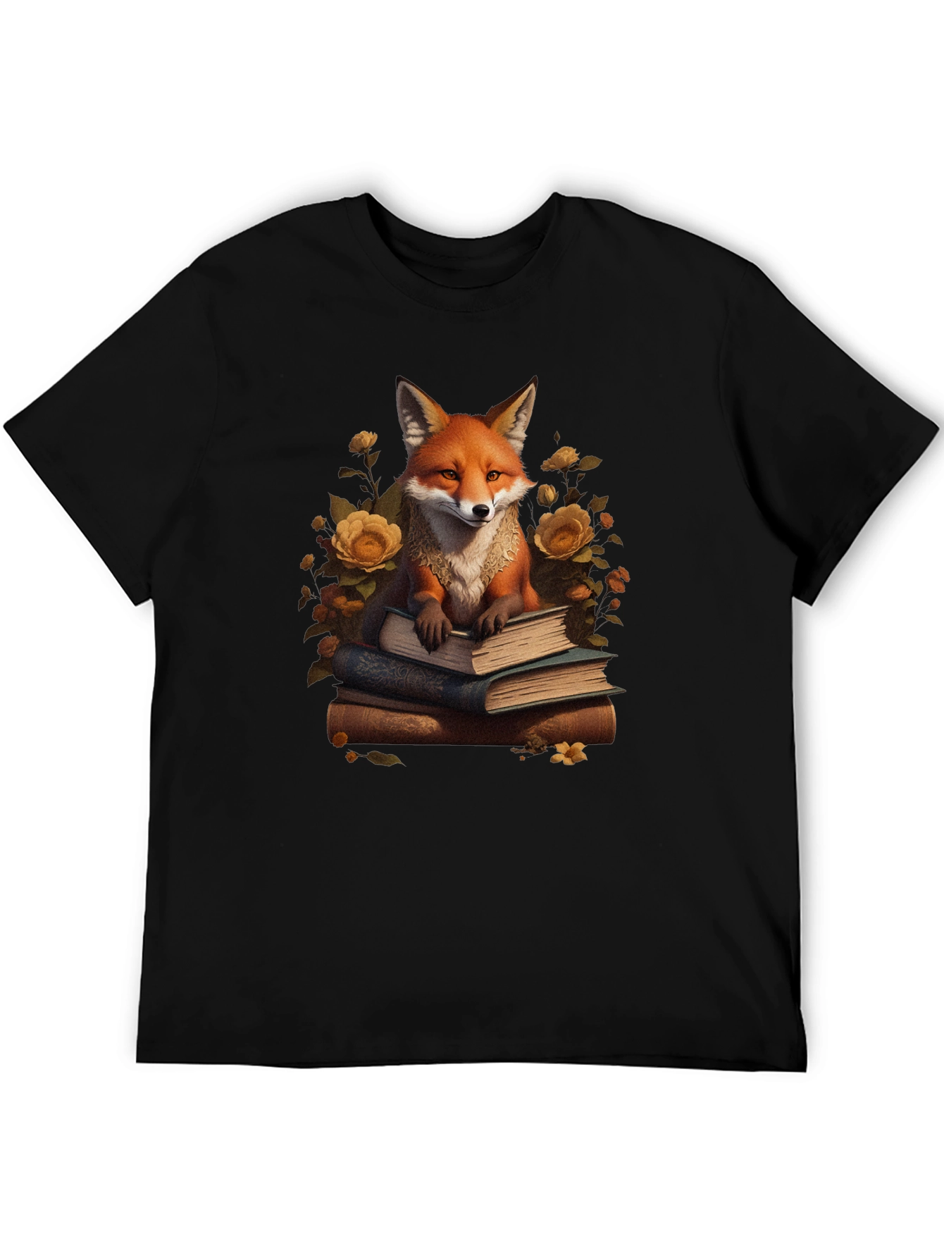 Camiseta Negra con Zorro Lector