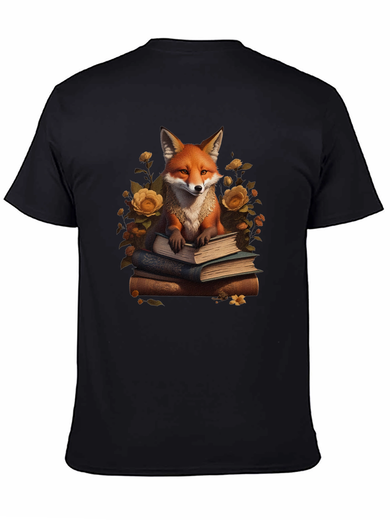 Camiseta Negra con Zorro Lector