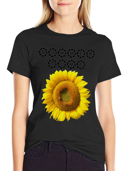 Camiseta Negra Girasol Summer Time Casual
