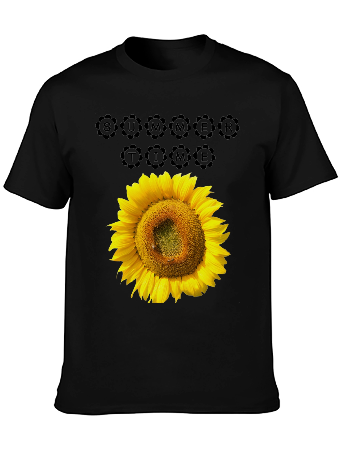 Camiseta Negra Girasol Summer Time Casual