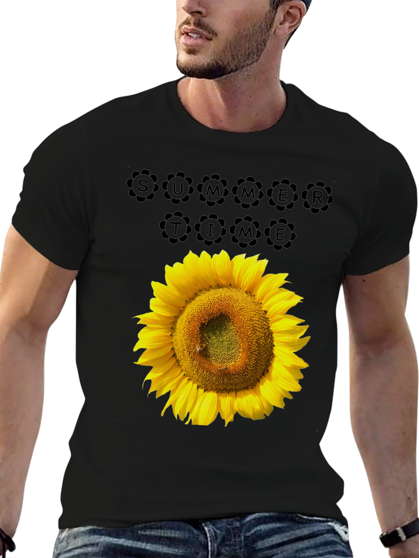 Camiseta Negra Girasol Summer Time Casual