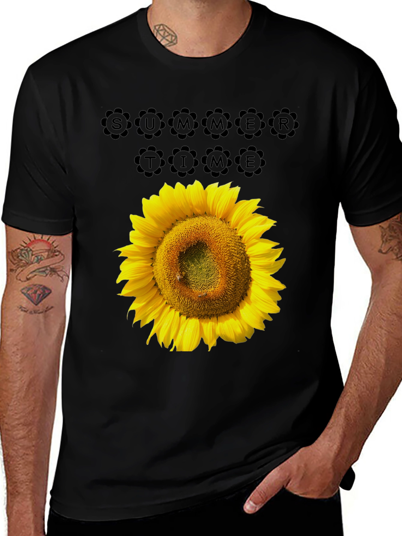 Camiseta Negra Girasol Summer Time Casual
