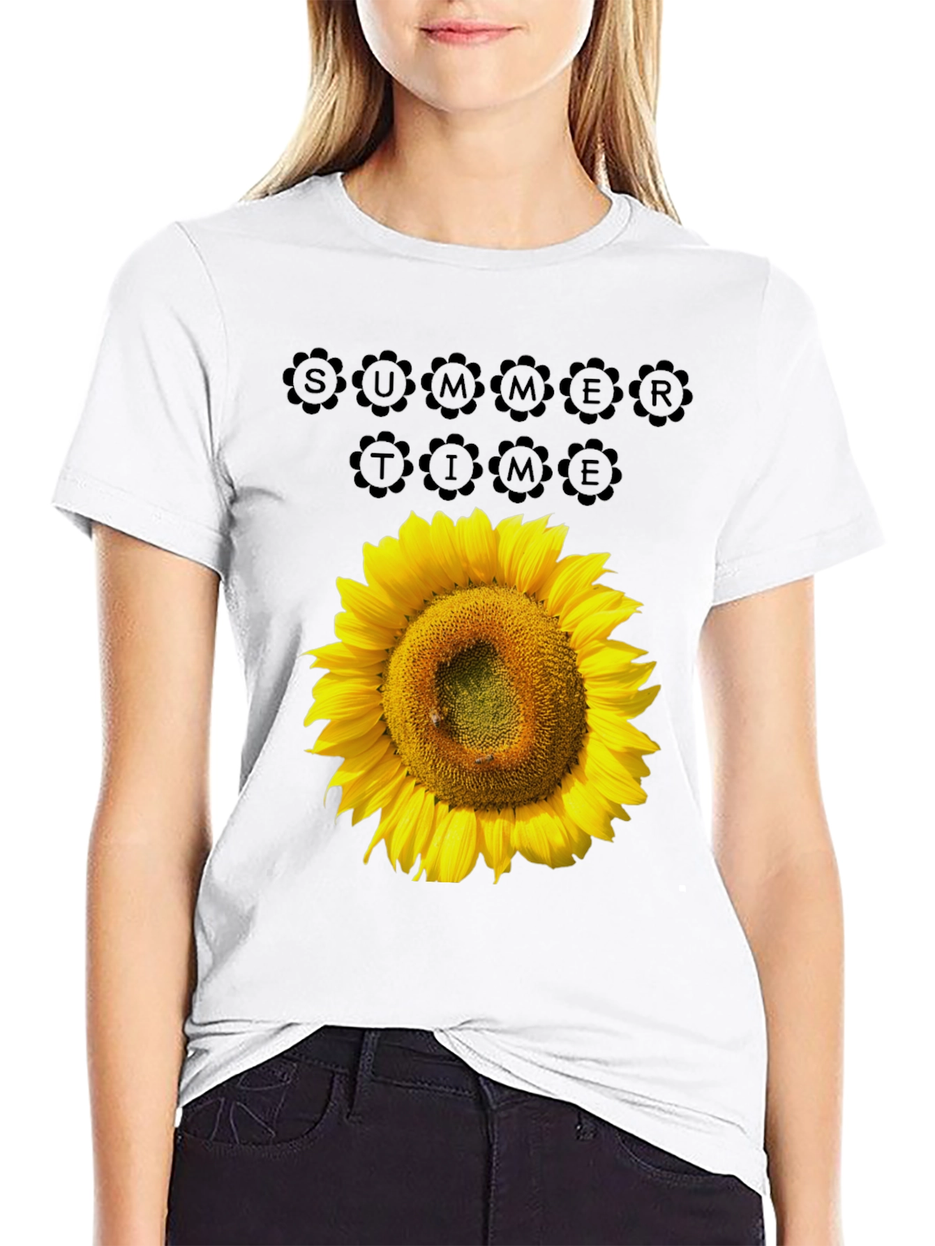 Camiseta Negra Girasol Summer Time Casual