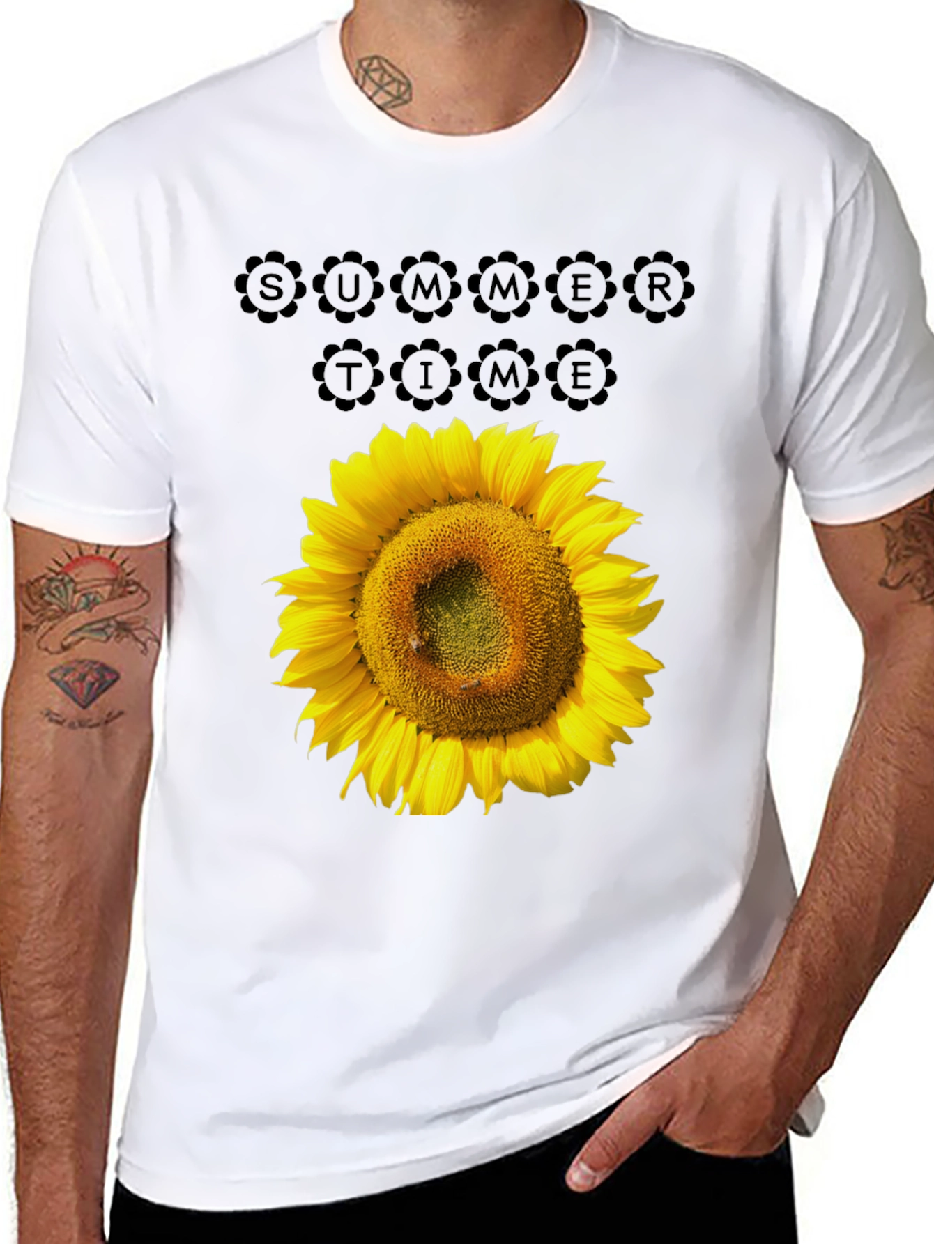 Camiseta Negra Girasol Summer Time Casual
