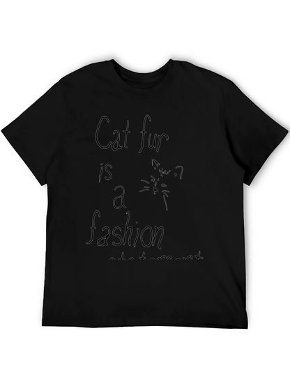 Camiseta Negra con Estampado Cat Fur