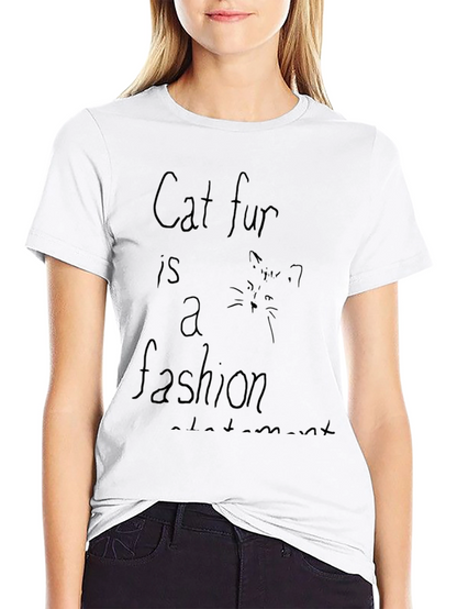 Camiseta Negra con Estampado Cat Fur