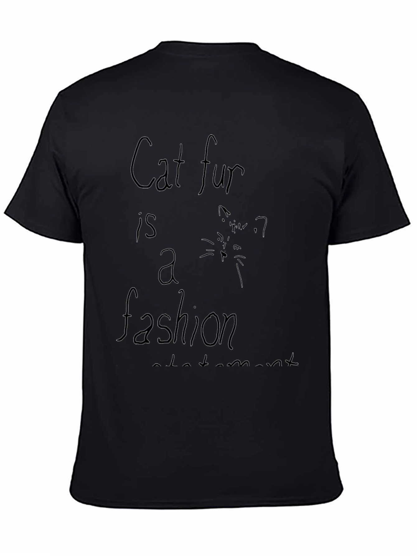 Camiseta Negra con Estampado Cat Fur