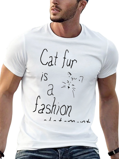 Camiseta Negra con Estampado Cat Fur