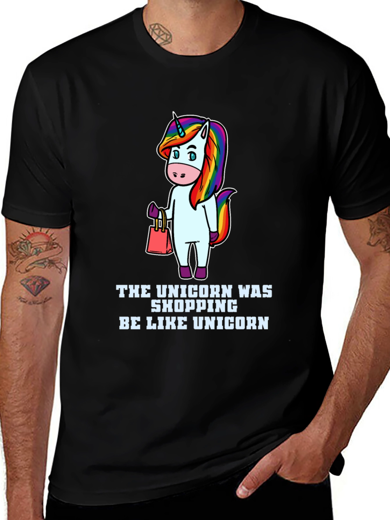 Camiseta Negra Unisex Diseño Unicornio Fashion