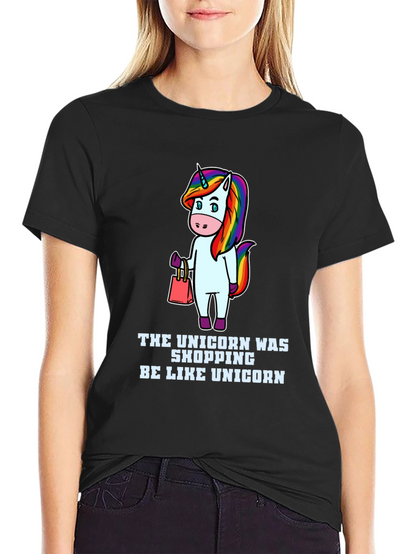 Camiseta Negra Unisex Diseño Unicornio Fashion