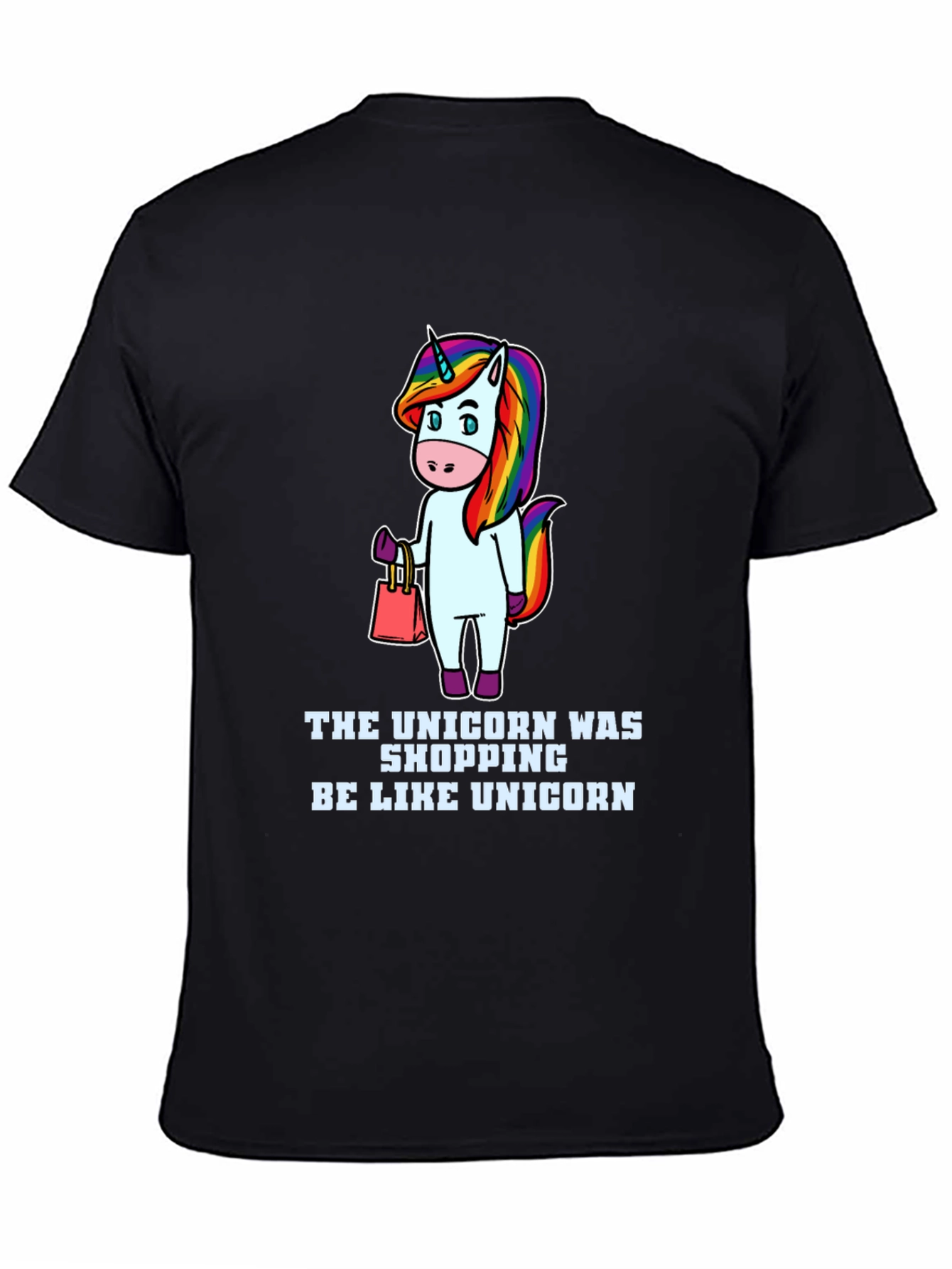 Camiseta Negra Unisex Diseño Unicornio Fashion