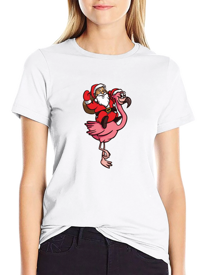 Camiseta Negra con Papá Noel en Flamenco