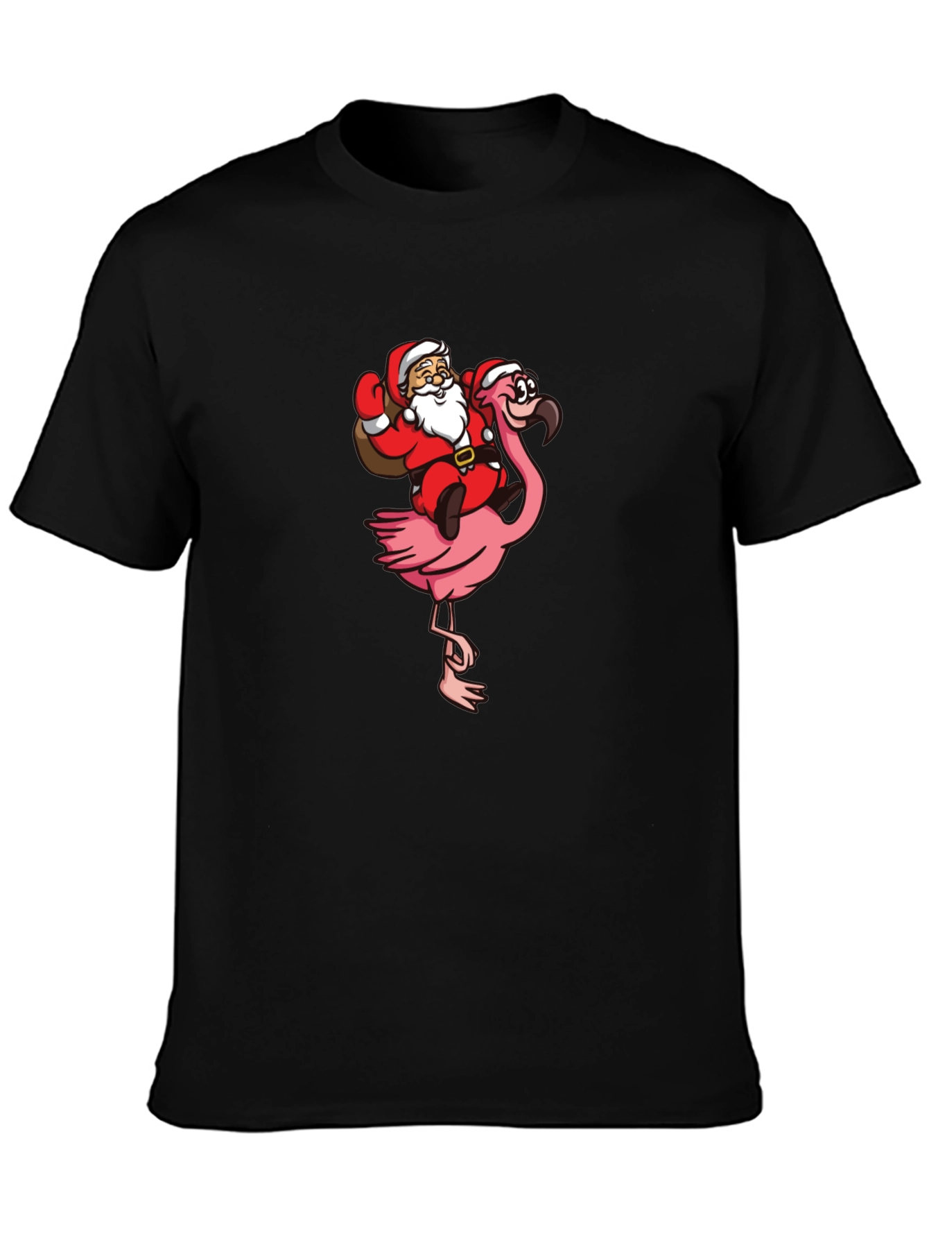 Camiseta Negra con Papá Noel en Flamenco