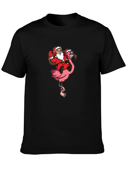 Camiseta Negra con Papá Noel en Flamenco