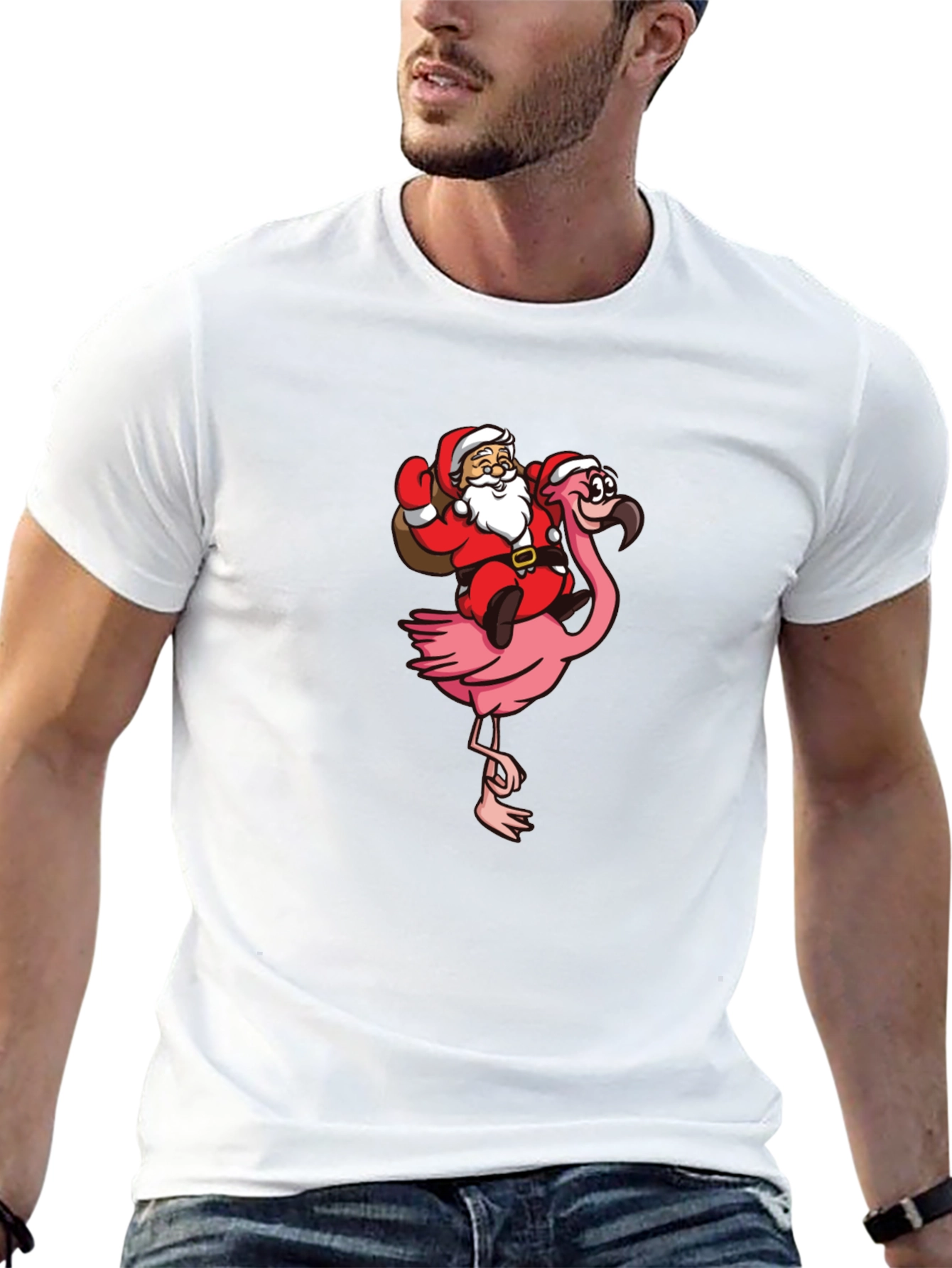 Camiseta Negra con Papá Noel en Flamenco