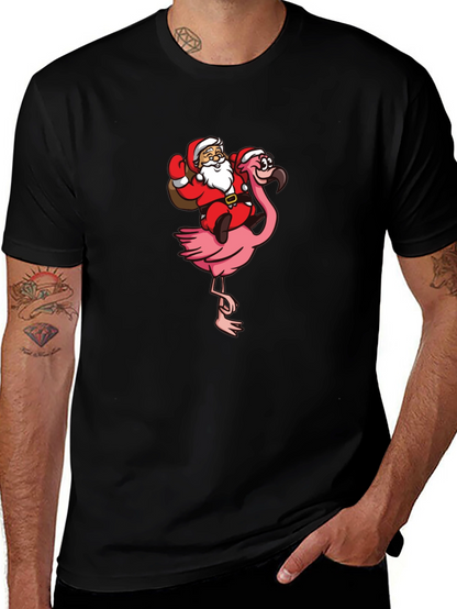 Camiseta Negra con Papá Noel en Flamenco