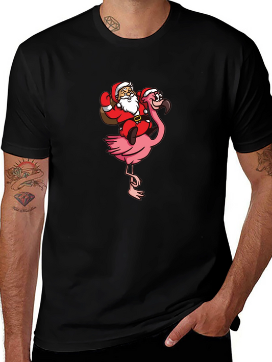 Camiseta Negra con Papá Noel en Flamenco